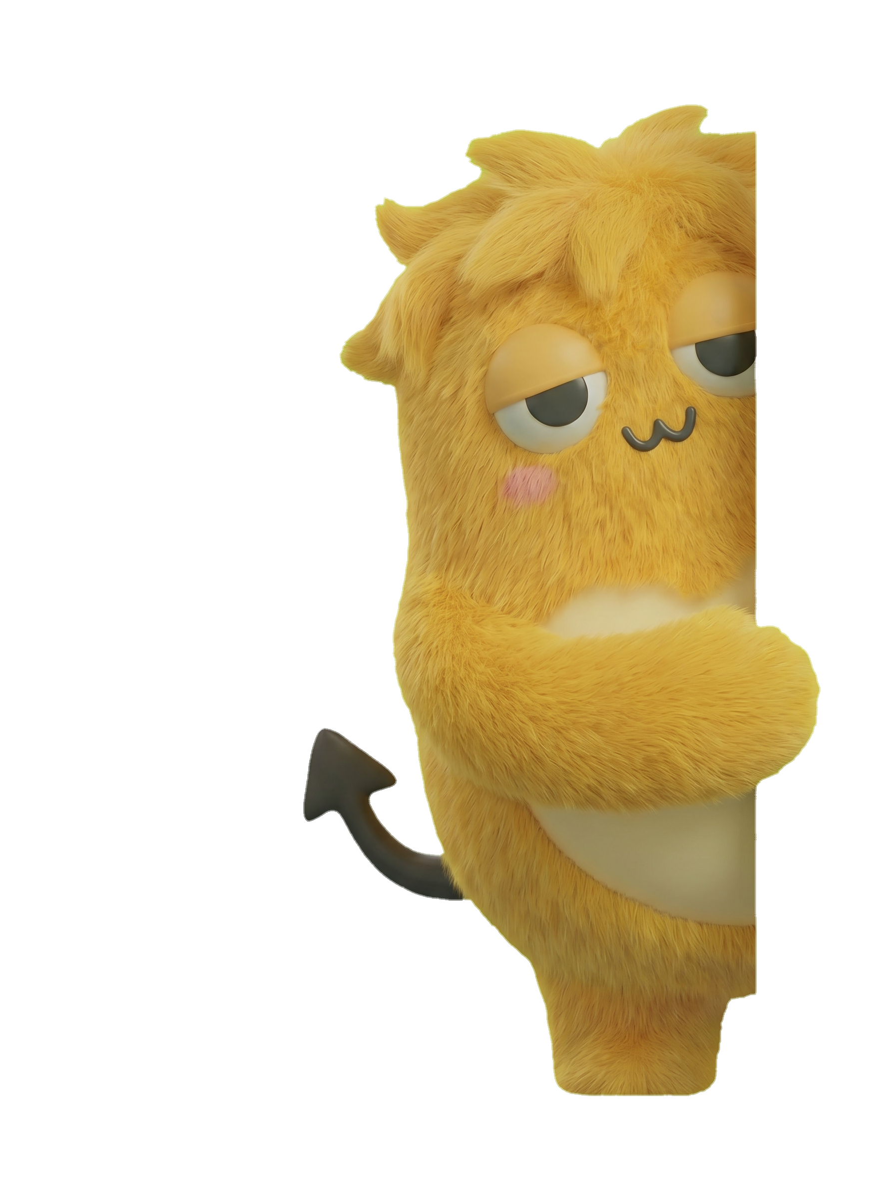 Pombo peeking curiously from the side